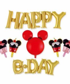 ΣΕΤ ΜΠΑΛΟΝΙΩΝ Happy Bday ΧΡΥΣΟ, Mickey Mouse (7 ΤΕΜ)